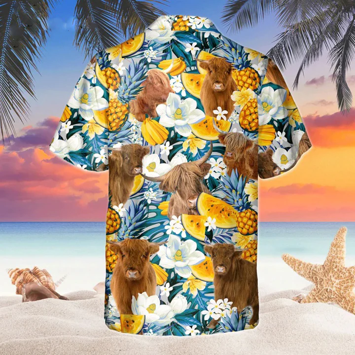 Highland Banana Hawaiian Shirt, Cow Hawaii Shirt, Cow Shirts, Cow Lovers, Shirt For Men HO2220