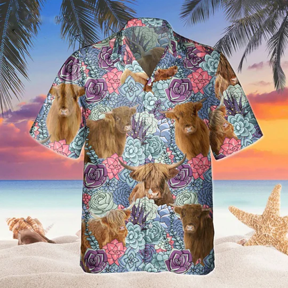 Highland Bright Hibiscus Flowers Hawaiian Shirt, Vintage hawaiian shirt for Men, Women HO1437