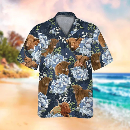 Highland Bright Hibiscus Flowers Hawaiian Shirt, Vintage hawaiian shirt for Men, Women HO1437