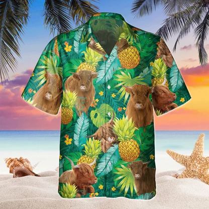 Highland Bright Hibiscus Flowers Hawaiian Shirt, Vintage hawaiian shirt for Men, Women HO1437