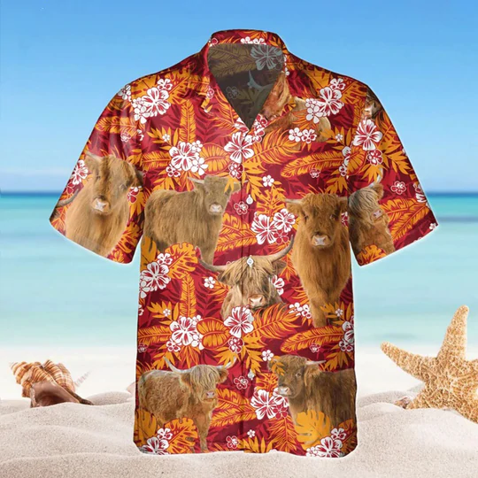 Highland Bright Hibiscus Flowers Hawaiian Shirt, Vintage hawaiian shirt for Men, Women HO1437