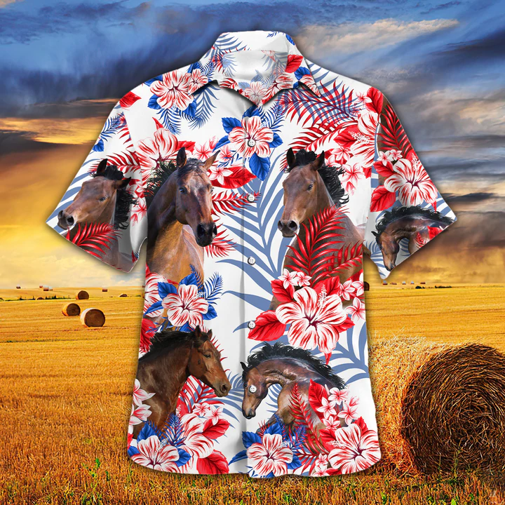 Horse Lovers American Flag Hawaiian Shirt, Horse aloha Hawaiian shirt, Hawaiian shirt men, Hawaiian shirt women HO2615