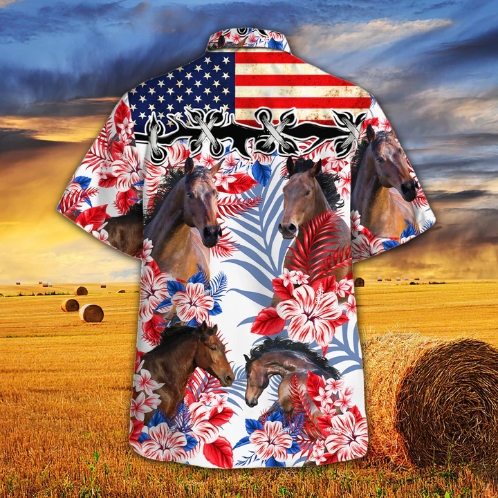 Horse Lovers American Flag Hawaiian Shirt, Horse aloha Hawaiian shirt, Hawaiian shirt men, Hawaiian shirt women HO2615