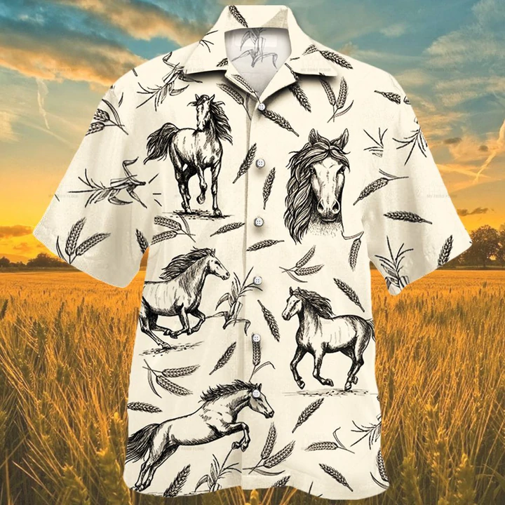 Horse Farm Lovers Hawaiian Shirt, Animal Farm Horse Men Hawaiian Shirts HO2497