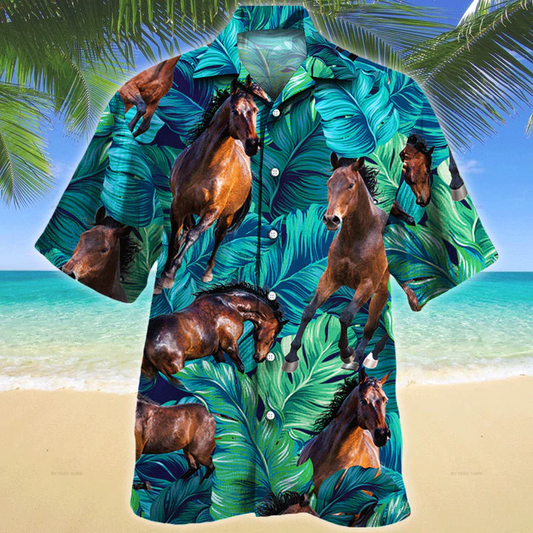 Horse Lovers Gift Hawaiian Shirt, Horse Hawaiian shirt vintage flower, Horse aloha shirt HO2624
