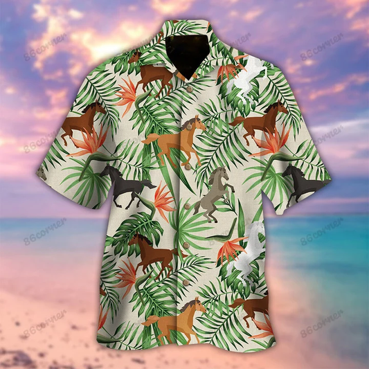 Horses Hawaii Shirt, Summer aloha shirt, Gift for summer HO0781