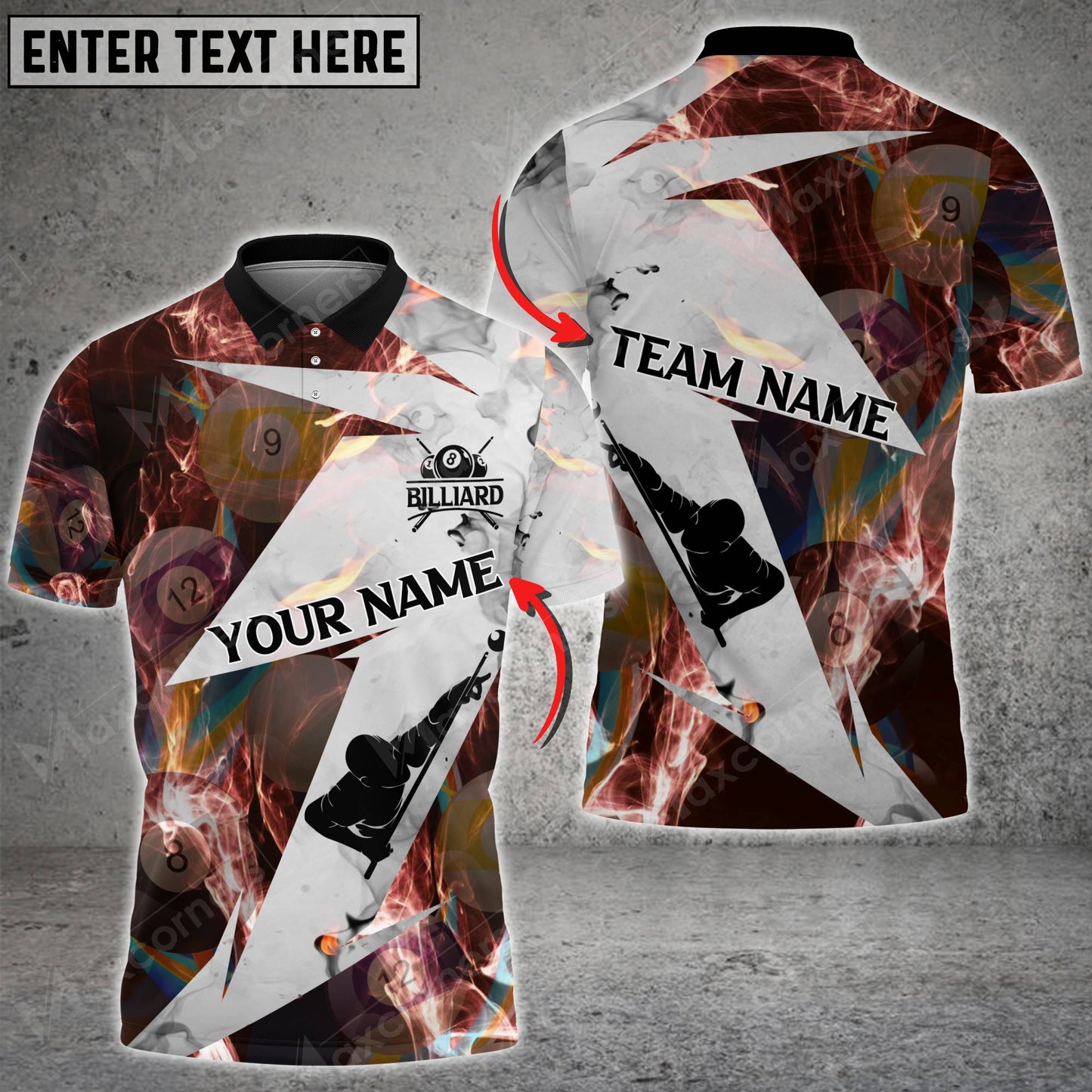 Lasfour Billiard Player Smoke Pattern Customized Name 3D Shirt BIA0445