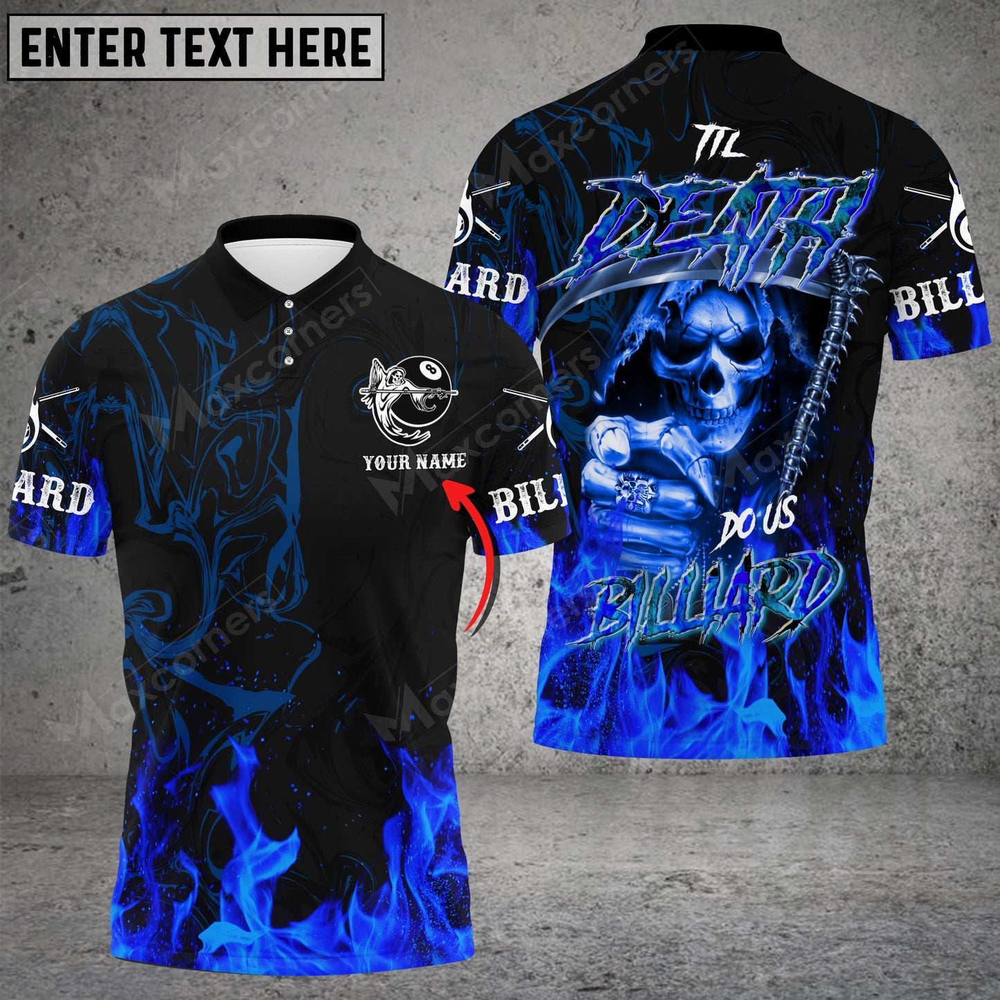 Lasfour Til Death Do Us Billiard Skull Personalized Name 3D Shirt (Multi Color Options) BIA0304