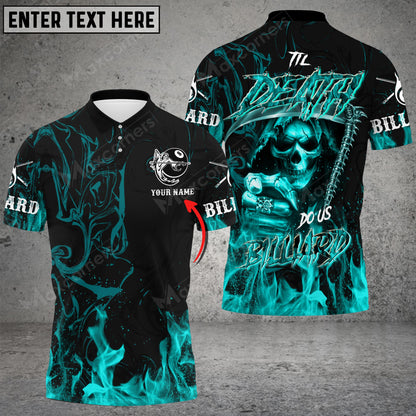 Lasfour Til Death Do Us Billiard Skull Personalized Name 3D Shirt (Multi Color Options) BIA0304
