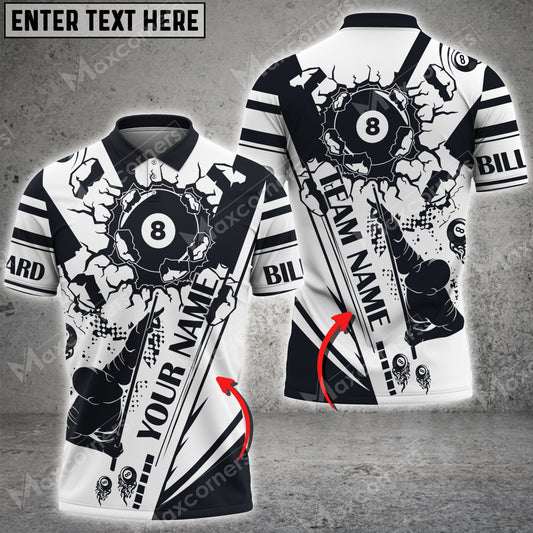 Lasfour Billiard Player 8 Ball Crack Personalized Name 3D Shirt (Multi Color Options) BIA0164