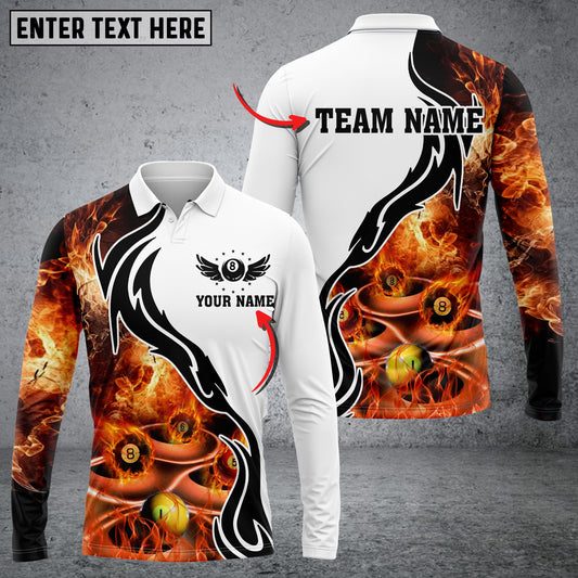 Lasfour Billiard Artist Personalized Name Long Sleeve Polo Shirt BIA0169