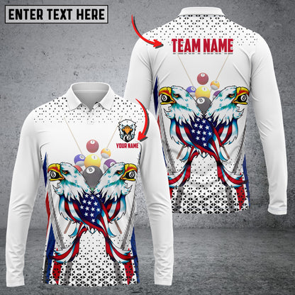 Lasfour Billiards 2 Eagle US Flag Personalized 3D Shirt BIA0099