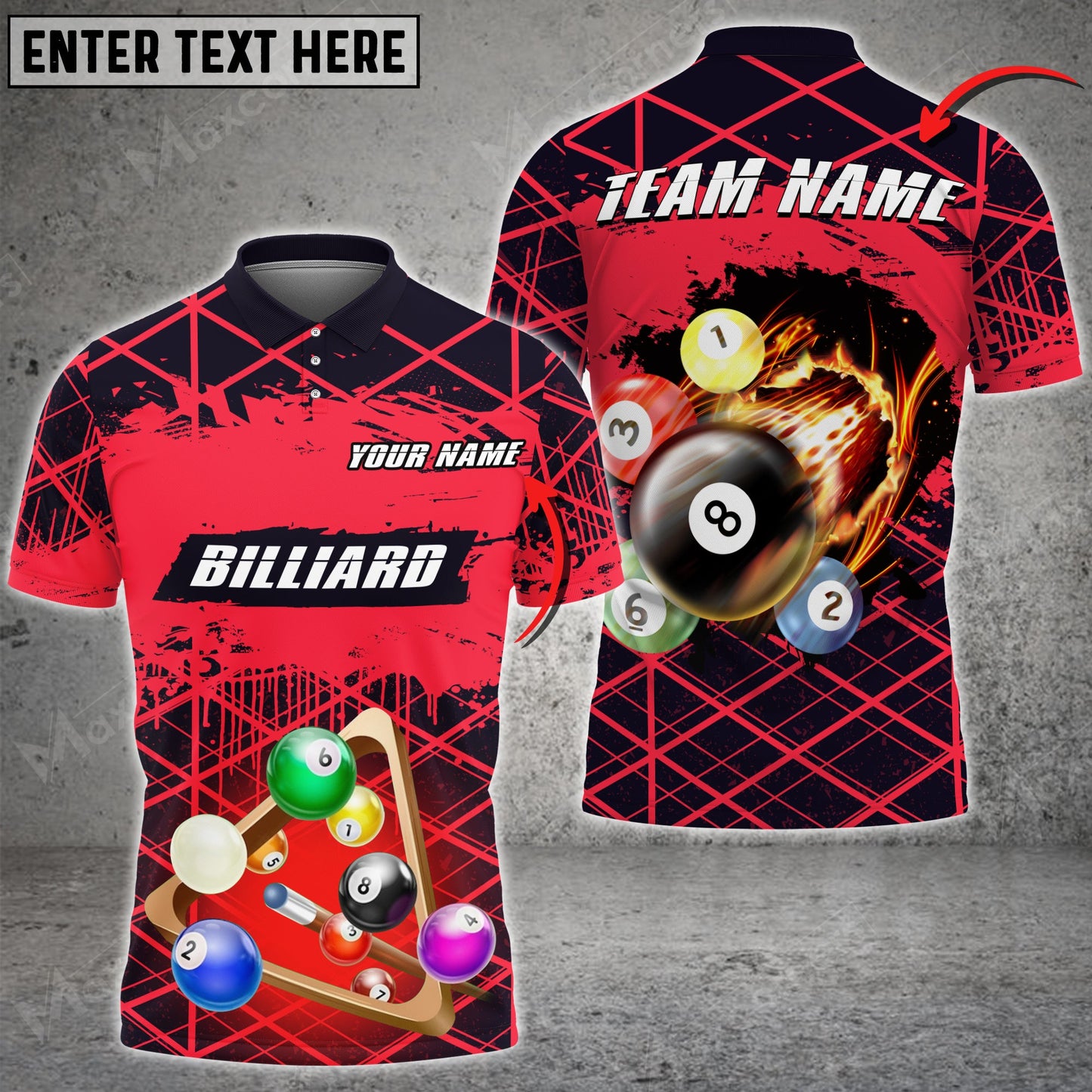 Lasfour Billiards Space Shape Grunge Multicolor Option Customized Name 3D Shirt BIA0479