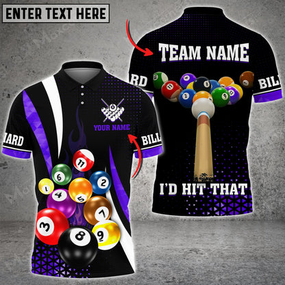 Lasfour Billiards I'd Hit That Multi Color Options Customized Name 3D Shirt BIA0438