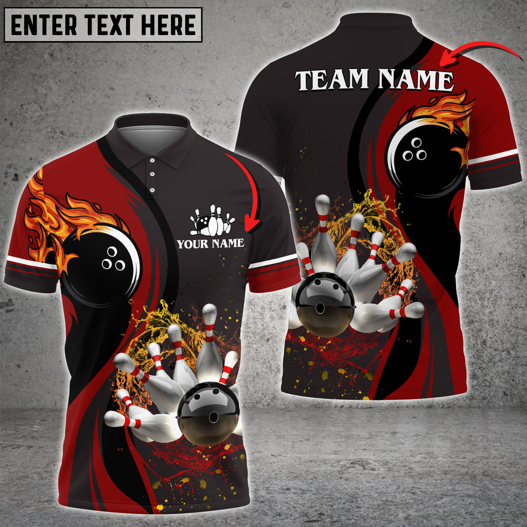 Custom Flame Bowling Polo Team Shirts BO0105