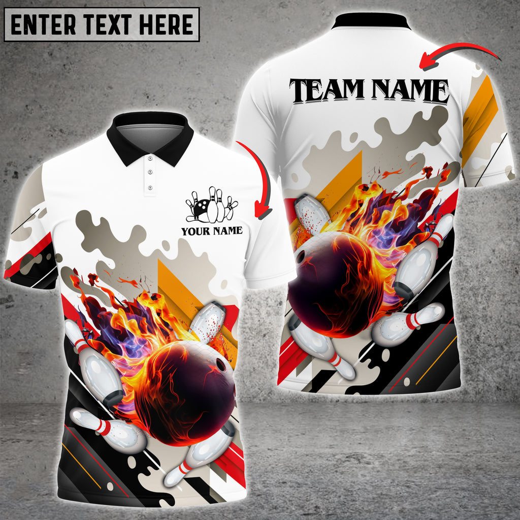 Custom Flame Bowling Polo Team Shirts BO0097