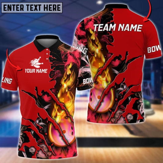 Custom Flame Bowling Polo Team Shirts BO0095