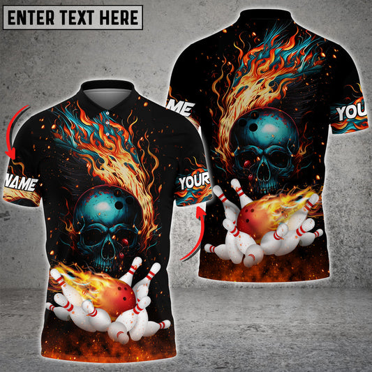 Custom Skull Flame Bowling Polo Shirts BO0089