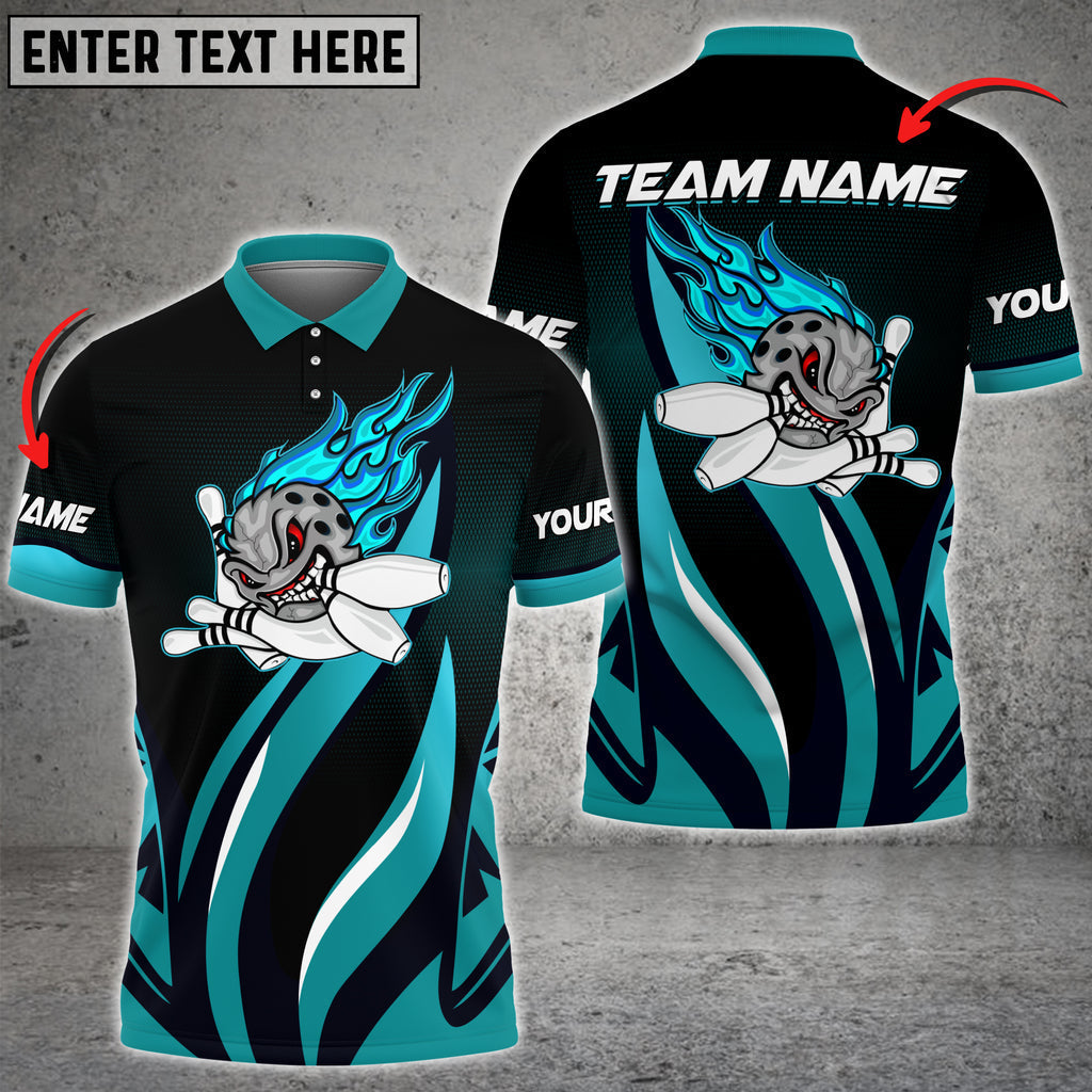 Custom Skull Flame Bowling Polo Shirts BO0037