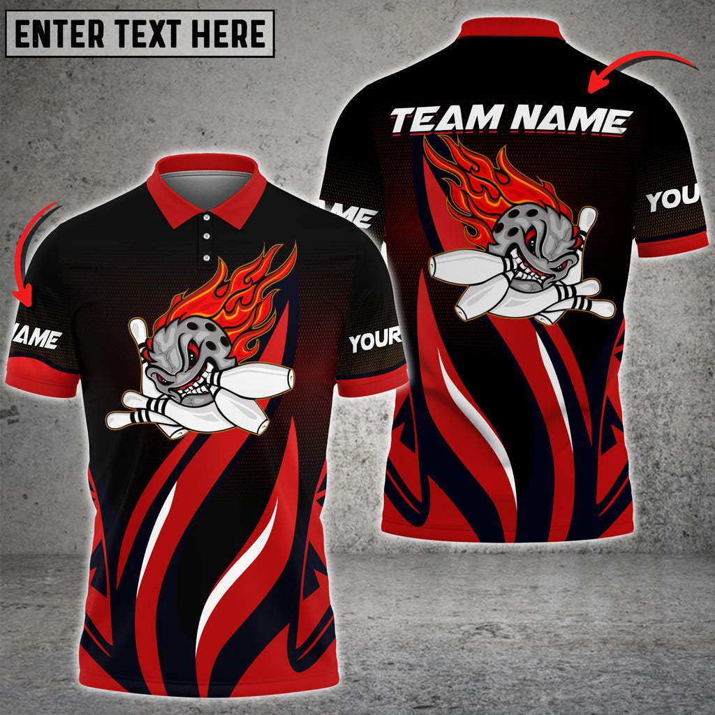 Custom Skull Flame Bowling Polo Shirts BO0037