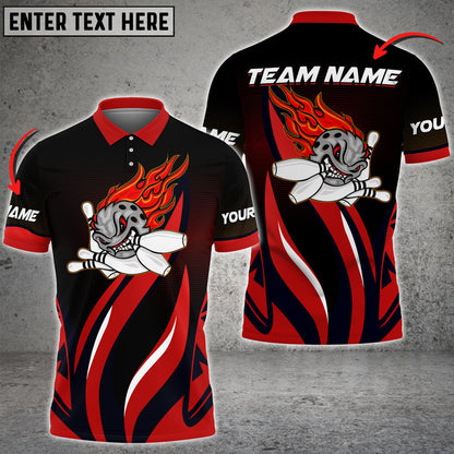 Custom Skull Flame Bowling Polo Shirts BO0037