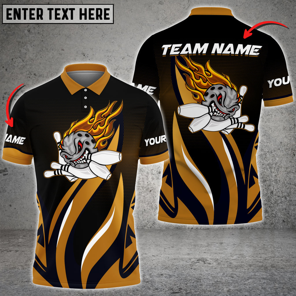 Custom Skull Flame Bowling Polo Shirts BO0037