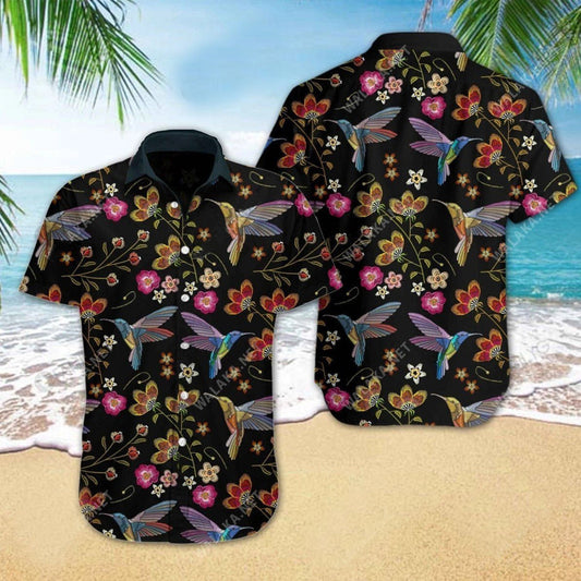 Hummingbird Embroidery Hawaiian Shirt 3D HO2700