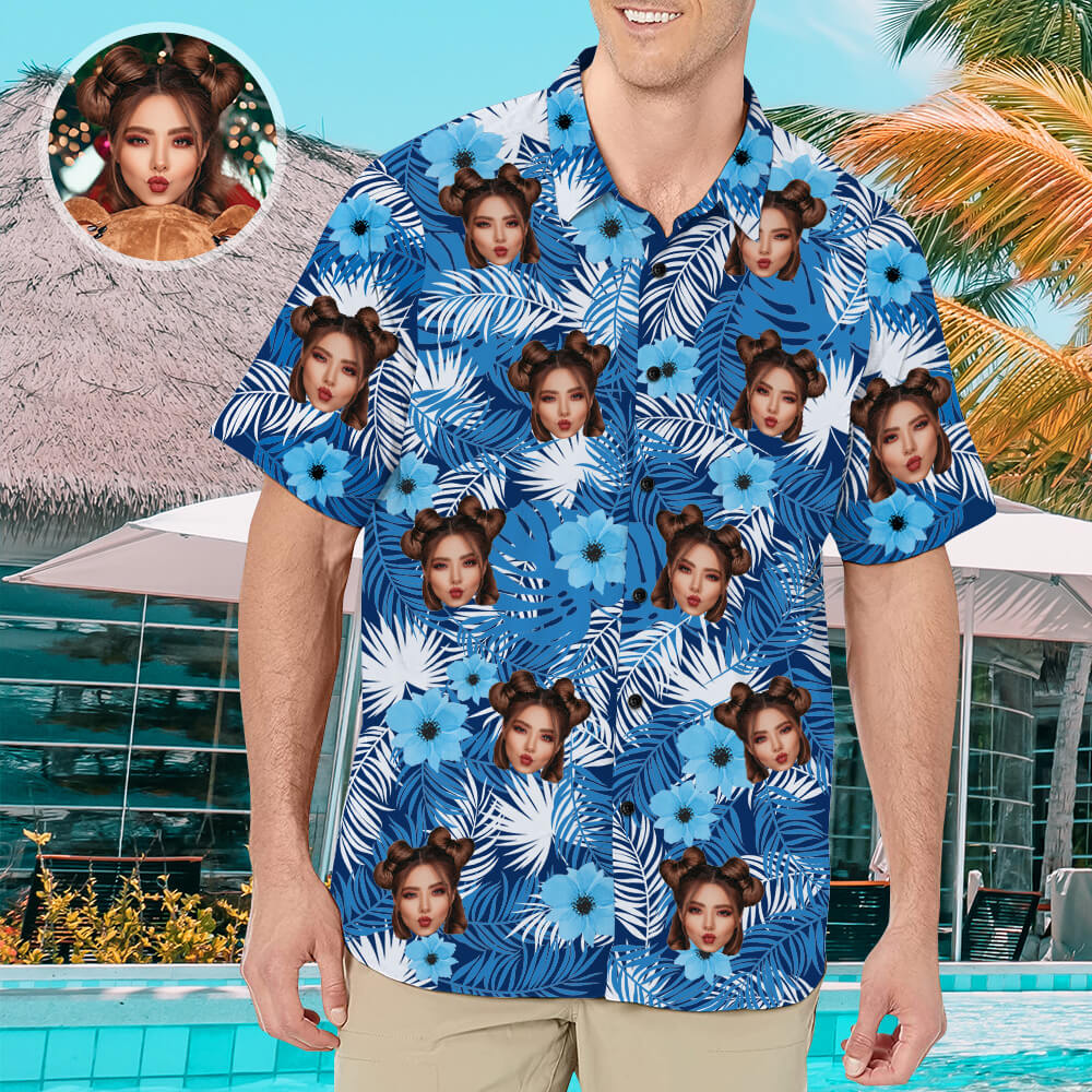 Custom Hawaiian Shirt with Face for Men Personalized Photo Hawaiian Shirts HO4284