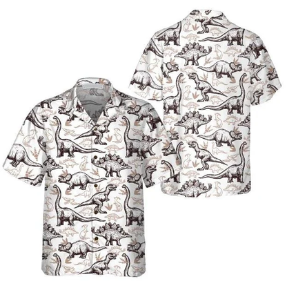 Hand Drawn Dinosaurs Footprints Seamless Pattern Hawaiian Shirt HO0757