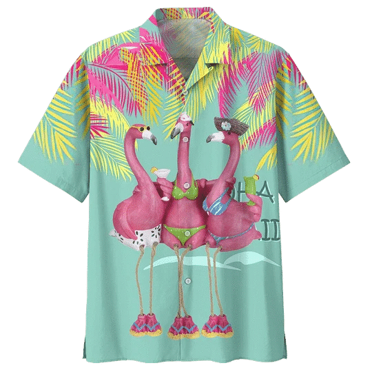 Happy Flamingo Ornamental Design Hawaiian Shirt HO1970