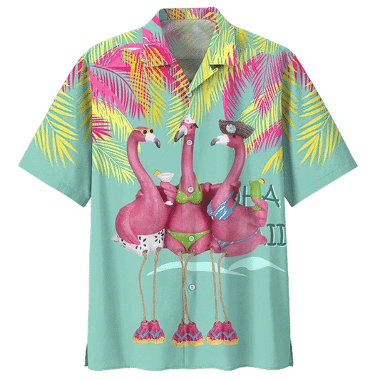 Happy Flamingo Ornamental Design Hawaiian Shirt HO1970