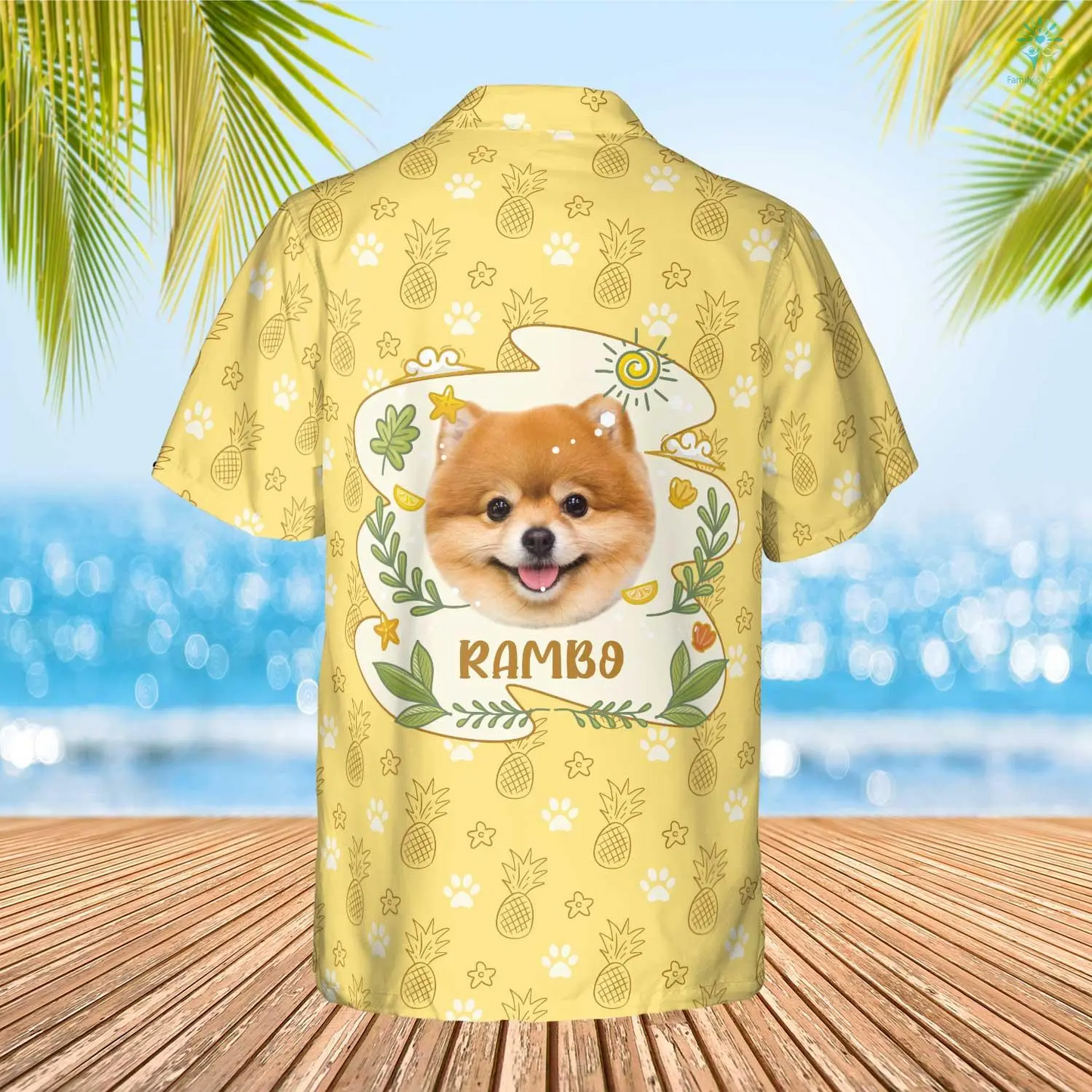 Pineapple And Dog Paw Print Hawaiian Custom Name And Image Funny Summer Beach Hawaiian Shirt HO4316