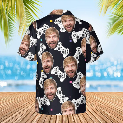 Gaming Hawaiian Funny Custom Image Summer Shirt Beach Hawaiian Casual Button Down Short Sleeve Hawaiian Shirt, Gift for Him HO4311