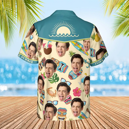 Custom Face Enjoy The Summer Hawaiian Shirt, Personalized Hawaiian Shirt for Men Women, Idea Gift Summer Shirt HO4308