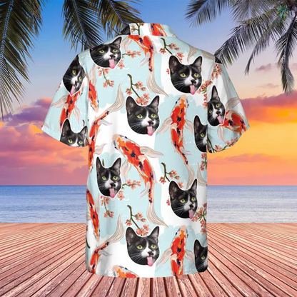 Fish And Funny Cat Hawaiian Custom Image Cat Summer Shirt Beach Hawaiian, Hawaiian Shirt for Men Women, Cat Lover HO4295