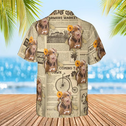 Newspaper With Hole Hawaiian Custom Image Dog Funny Summer Shirt Beach Hawaiian Shirt, Gift for Dog Lover HO4323
