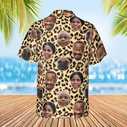 Custom Photo Family Leopard Skin Funny Hawaiian, Idea Shirt for Family in Summer, Custom Image Hawaiian Shirt HO4309