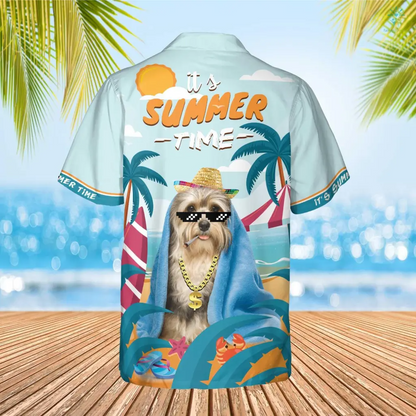 Custom Image Dog Summer Beach Hawaiian Shirt, Rich Dog Its Summer Time Hawaiian, Gift for Men Women Dog Lover HO4315
