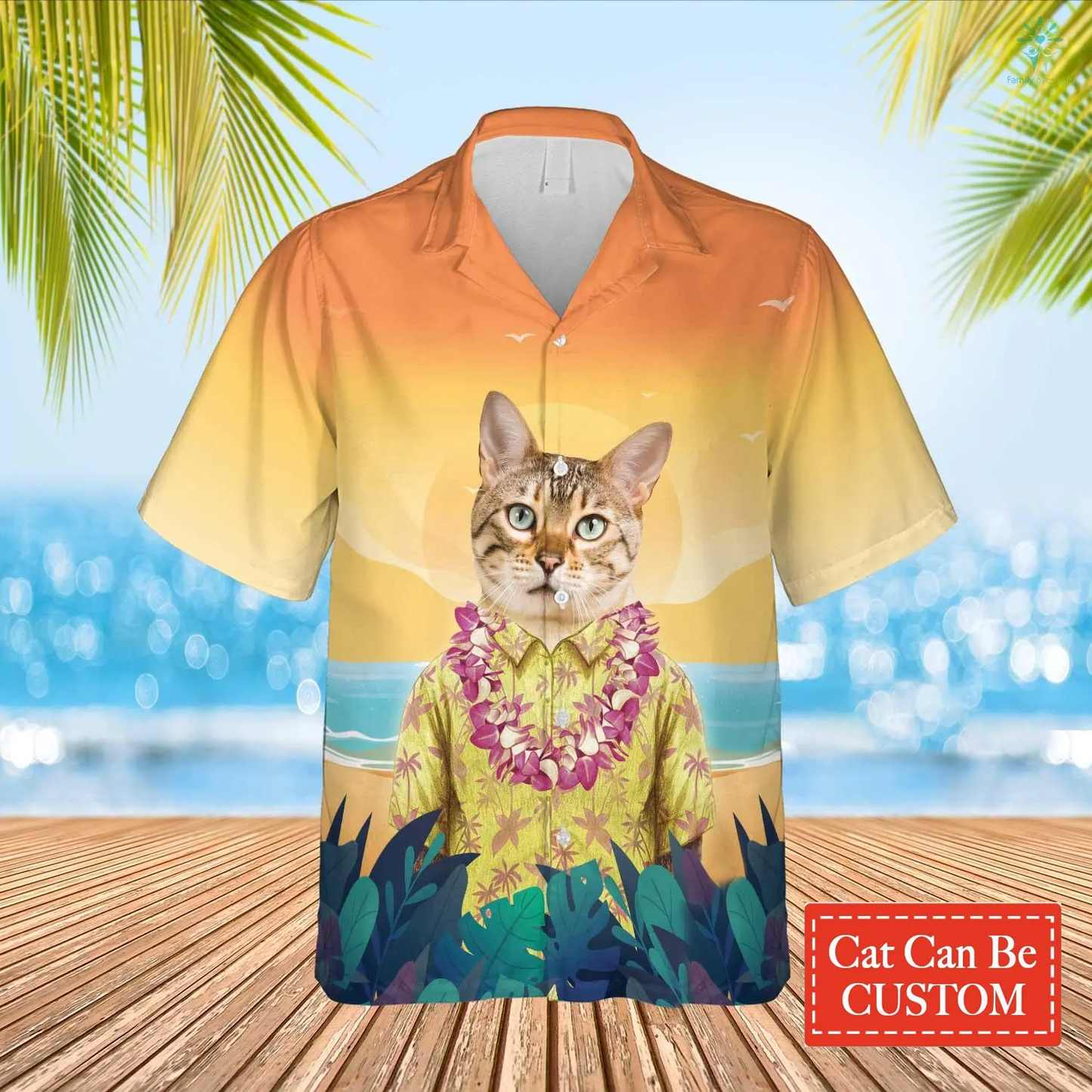 Summer Beach And Cool Cat Hawaiian Custom Image Face Cat Beach Shirt Hawaiian, Gift for Dog Cat Lover HO4302