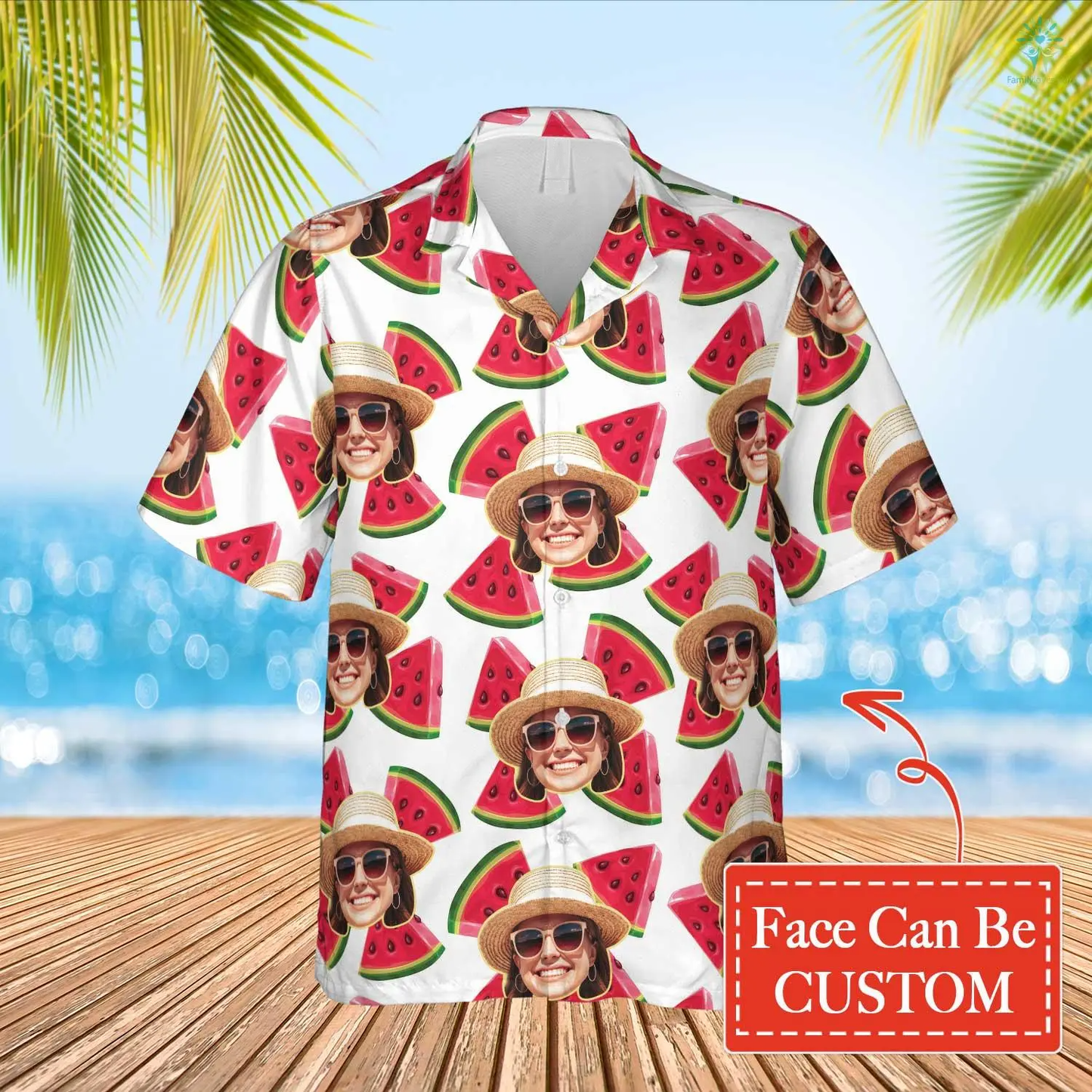 Custom Face Photo Watermelon Pattern Hawaiian Shirt, Perfect Shirt for Men Women, Personalized Hawaiian Shirt HO4293