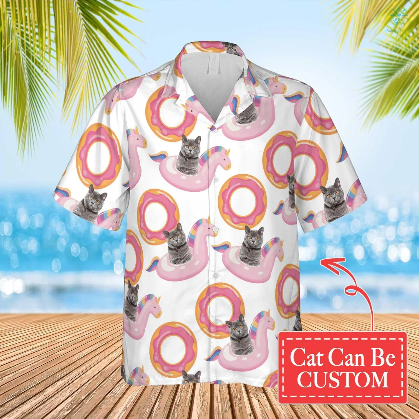 Custom Photo Cat Summer Shirt Beach Hawaiian Shirt, Summer Vacation, Unicorn Swim Float Hawaiian Funny HO4317