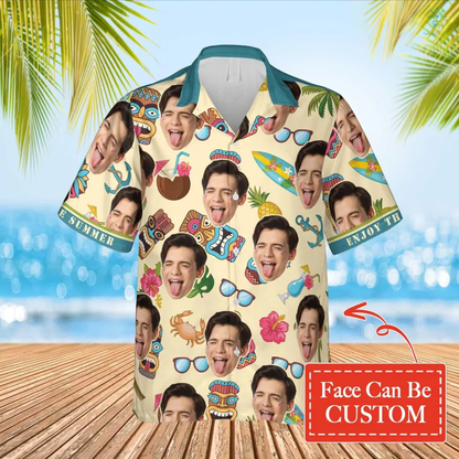 Custom Face Enjoy The Summer Hawaiian Shirt, Personalized Hawaiian Shirt for Men Women, Idea Gift Summer Shirt HO4308