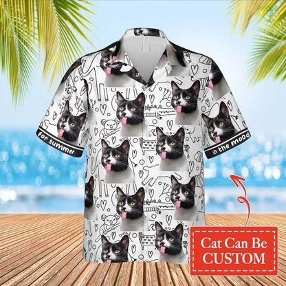Custom Face Photo Cat Animals Drawing Hawaiian Funny, Hawaiian Shirt for Men Women, Idea Gift Cat Lover HO4305