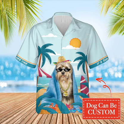 Custom Image Dog Summer Beach Hawaiian Shirt, Rich Dog Its Summer Time Hawaiian, Gift for Men Women Dog Lover HO4315