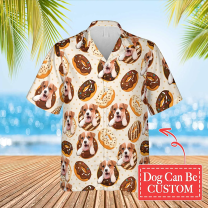 Chocolate Donuts Cake Hawaiian Custom Image Dog Funny Summer Shirt Beach Hawaiian Casual Button Down Short Sleeve Hawaiian Shirt HO4306
