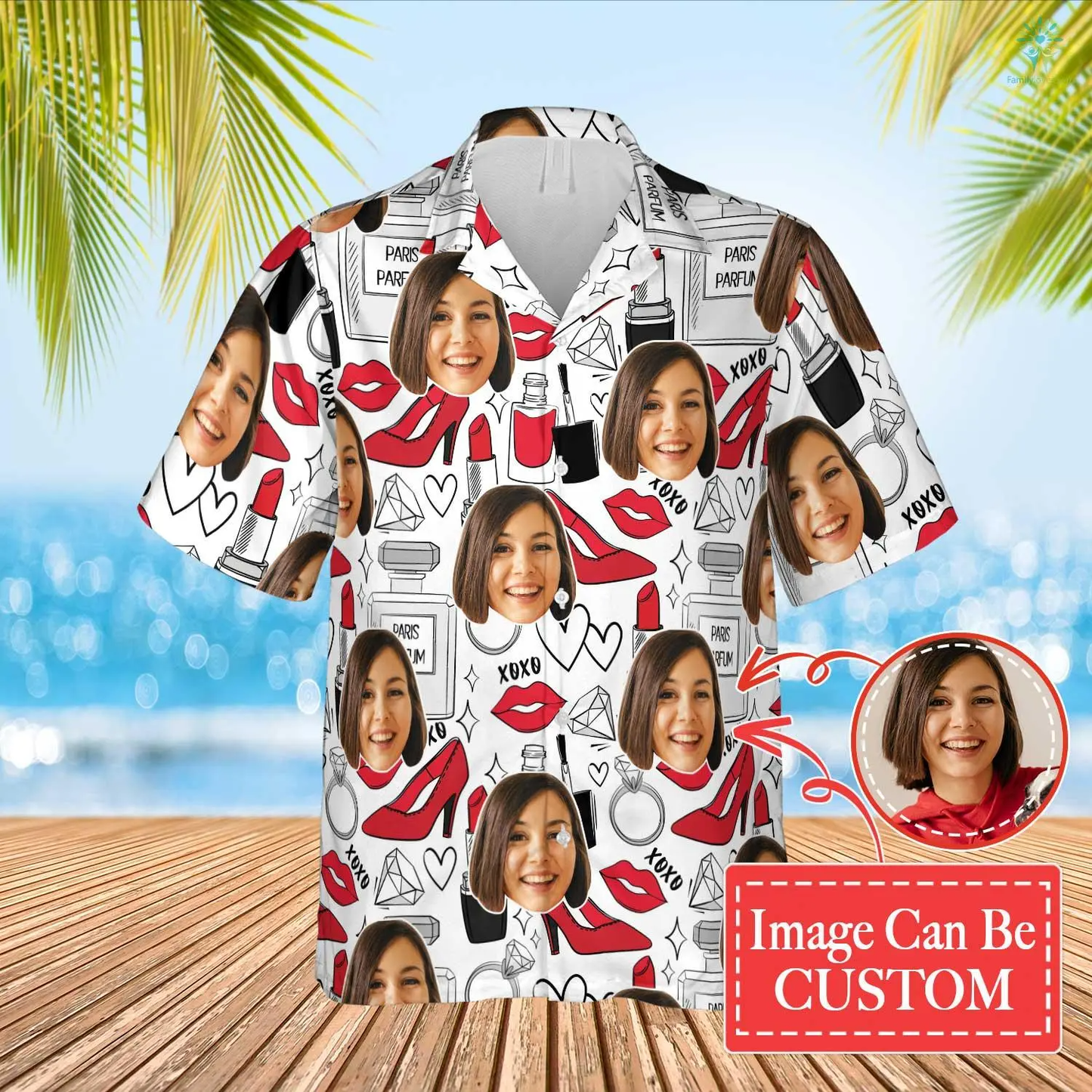Fashion Design Hawaiian Custom Photo Face Summer Shirt Beach Hawaiian Casual Button Down Short Sleeve Hawaiian Shirt, Gift for Her in Summer HO4310