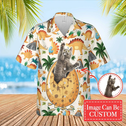 Magic Dinosaur Egg Hawaiian Funny Custom Image Cat Summer Shirt Beach Hawaiian Shirt, Gift for Men Women HO4322