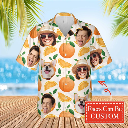Orange Hawaiian Funny Custom Image Summer Shirt Beach Hawaiian Casual Button Down Short Sleeve Hawaiian Shirt HO4292