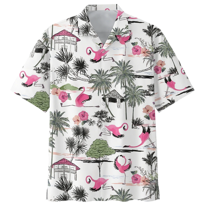 Flamingo Tropical Hawaiian Shirt, Flowers Flamingo Aloha Shirt, Men's Hawaiian Shirt HO2437