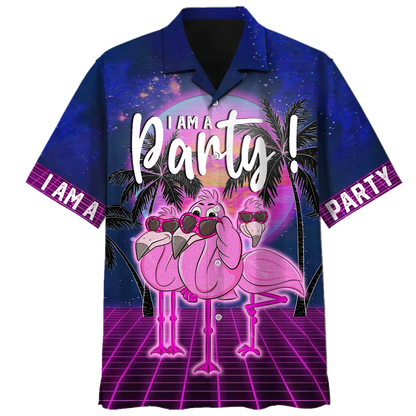 Flamingo Hawaiian Shirt, Flowers Flamingo Aloha Shirt, Men's Hawaiian Shirt Button Down Short Sleeves HO2438